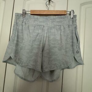 Women's Light Gray Athletic Running Shorts with Built-In Liner